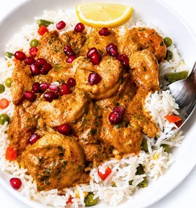 Shrimp Rice with Pomegranate & Lemon