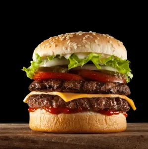 Double Beef Patty Burger With Pepsi