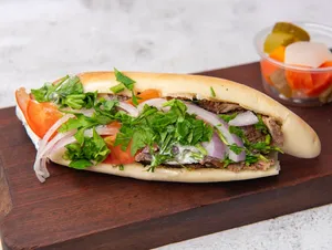 Meat shawarma sandwich with Iraqi bread