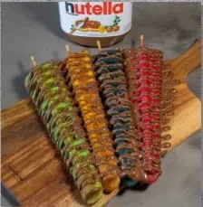 4 Rainbow Waffle Sticks with Nutella