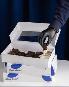 Big box brownies with chocolate sauce