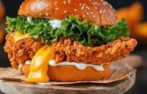 Crispy Cheesy Chicken Burger Combo                                                                      كومبو برجر دجاج مقرمش تشيزي
