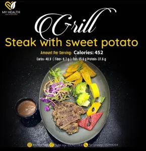 Grill Steak With Sweet Potato                                                                       ستيك مشوي مع البطاطا الحلوة